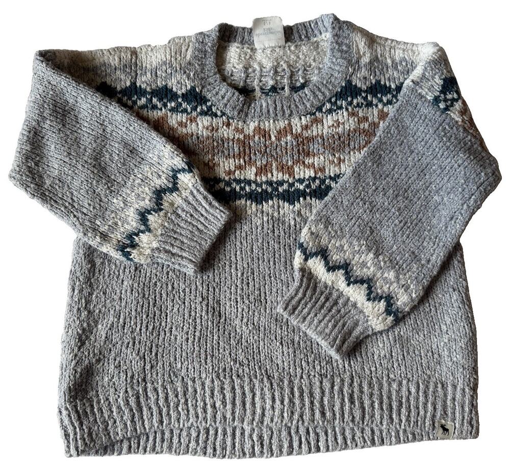 Abercrombie Kids Cozy Cottagecore Nordic Patterned Crewneck Knit Sweater 5 /6
